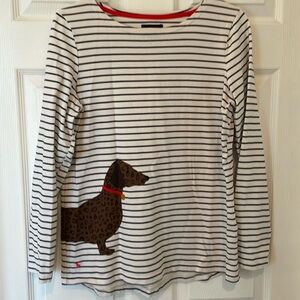 Joules long sleeve striped shirt with dachshund size women’s 10